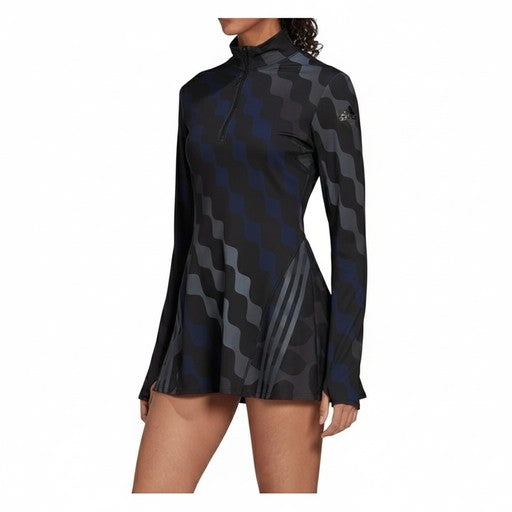 Adidas Geometric Camo Quarter-Zip Dress Black, Women