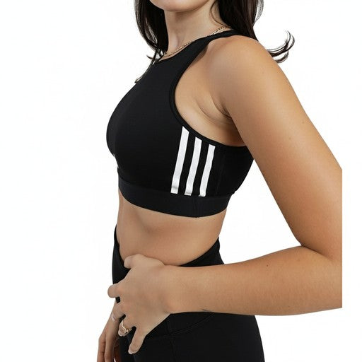 Adidas Three Stripe Sports Bra Black, Women