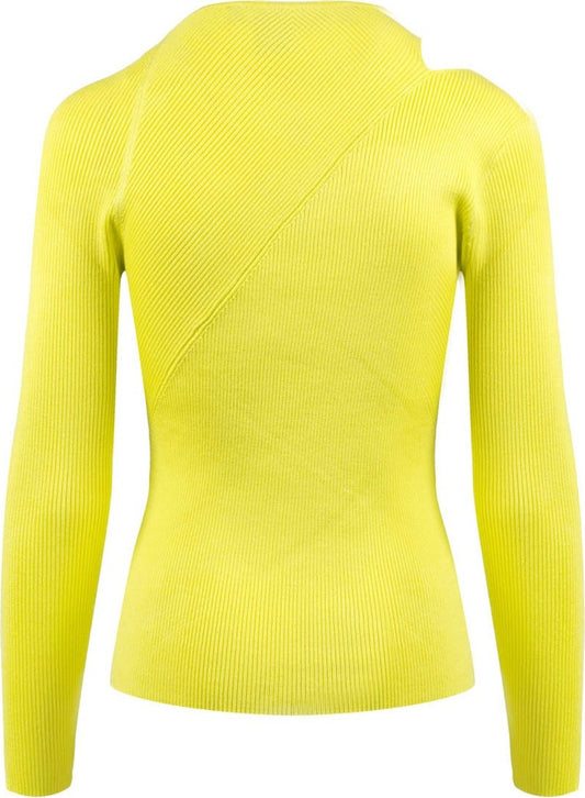 DKNY Long Sleeve Ribbed Cut Out Sweater Limonata (P3KSAM02FY9) Women