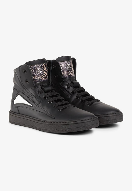 boy leather high sneakers zip Kids Unisex