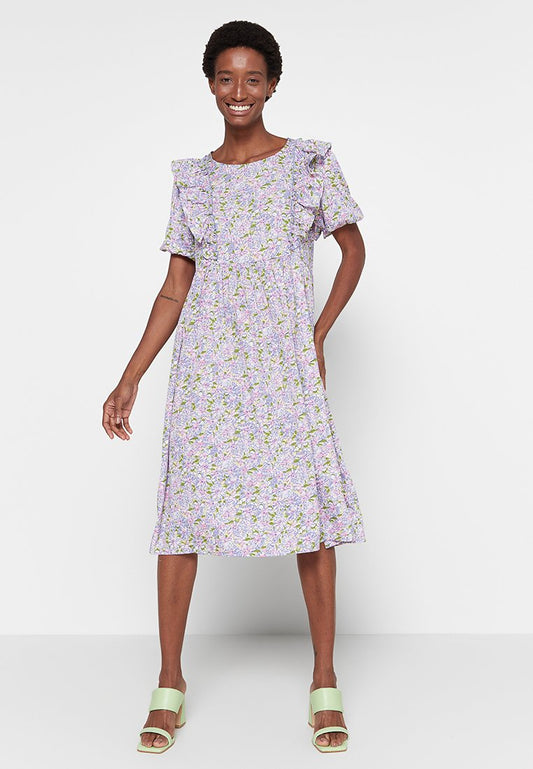 JDYEVELYN S/S FRILL MIDI DRESS WVN LO Women