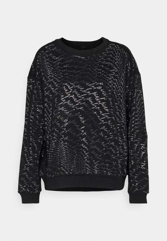 Pinko NELLA Top Sweatshirt COTONE FULL STRASS LOGO FLUIDO Black (P6921D08A-Q11) Women