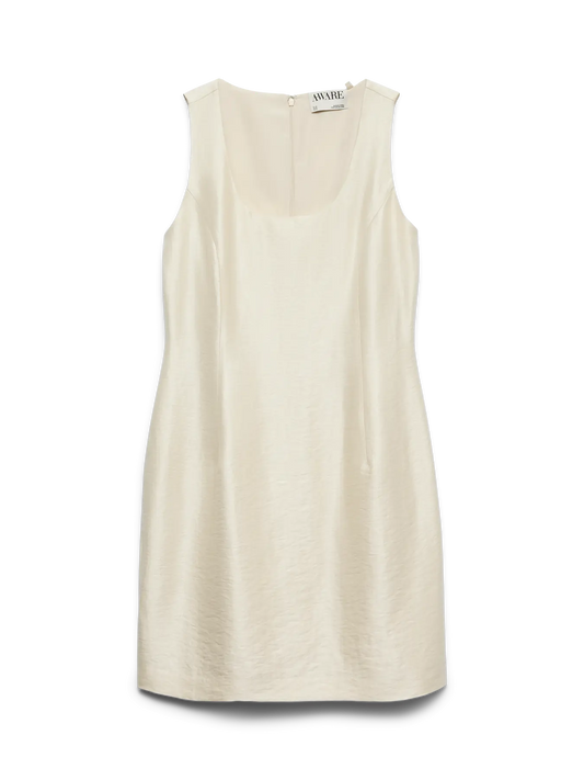 Awanabelle Sleeveless U-Neck Short Dress Bone White (10342423) Women