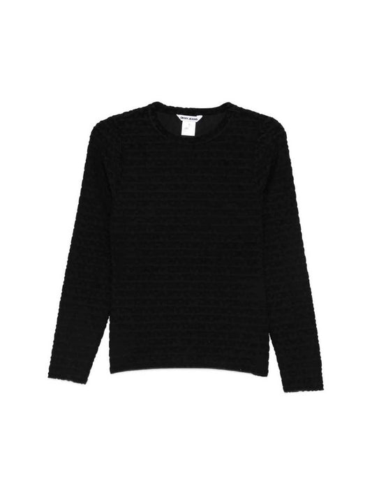 DKNY Logo Jacquard Long Sleeve Fitted Top (DJ5T1572) Women