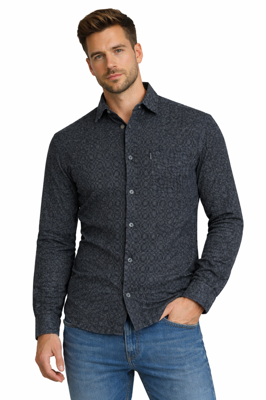 PLUS POSH Shirt Men's Grey Black (8979) Men