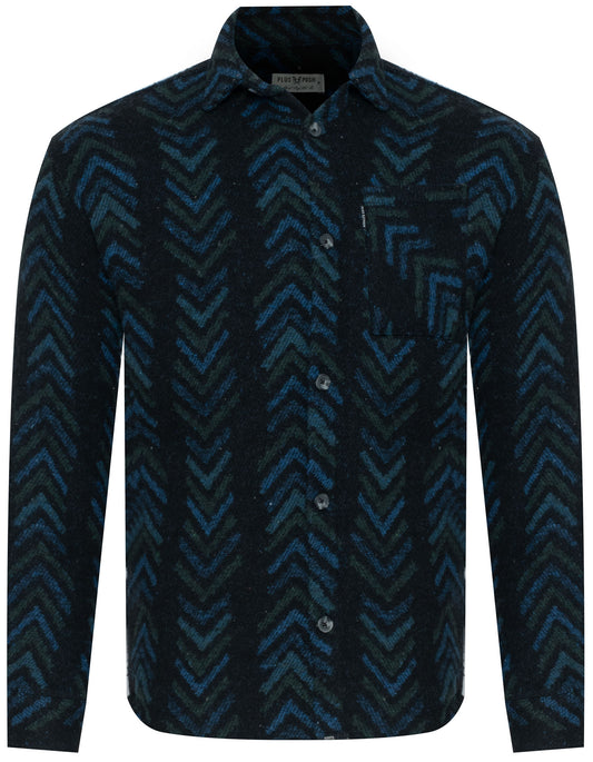 PLUS POSH Shirt Men's Czarno-blue Herringbone (8477) Men