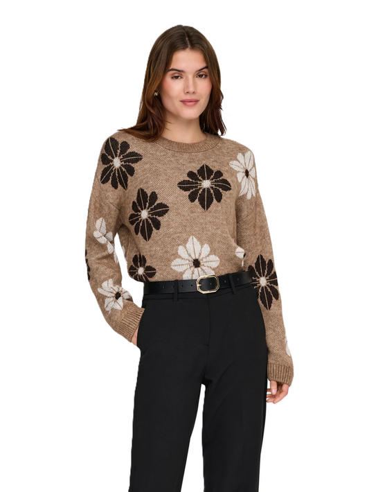 ONLY Sweater Women's ONLFRESSIA LS FLOWER O-NECK RP KNT (9375) Women