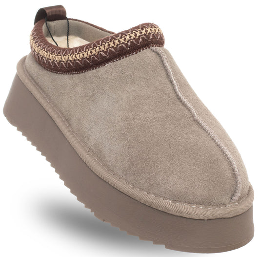 SOLO SOPRANI COUTURE Shoes Women's SABOT FUR HUGH PLATFORM TAUPE (8008) Women