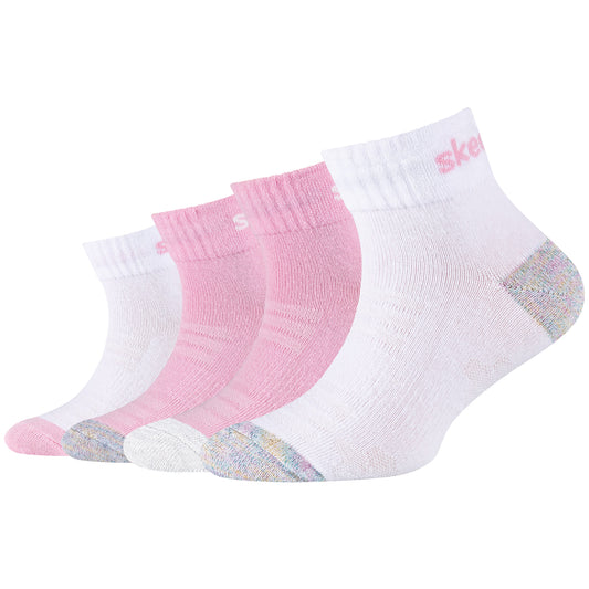 Skechers 4PPK Girls Mesh Ventilation Quarter Socks SK42042-1001 Kids