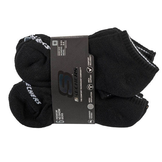Skechers 6pk Core Lowcut Lg Socks S118209-BLK Unisex