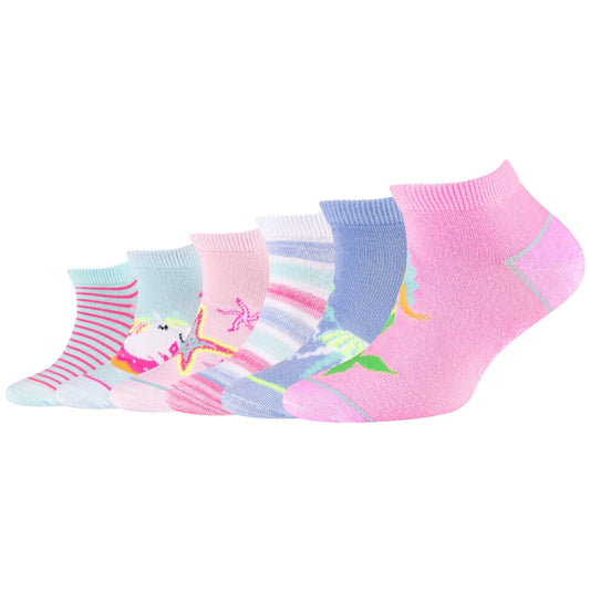 Skechers 6PPK Girls Casual Fancy Sneaker Socks SK43081-1001 Kids
